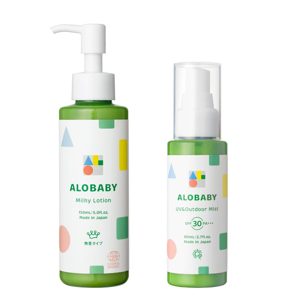 Baby Lotion Alobaby Milk Lotion Big Bottle, 12.8 fl oz (380 ml) (Mil Lotion Big Bottle, 12.8 fl oz (380 ml) + UV & Outdoor Mist 2.8 fl oz (80 ml)