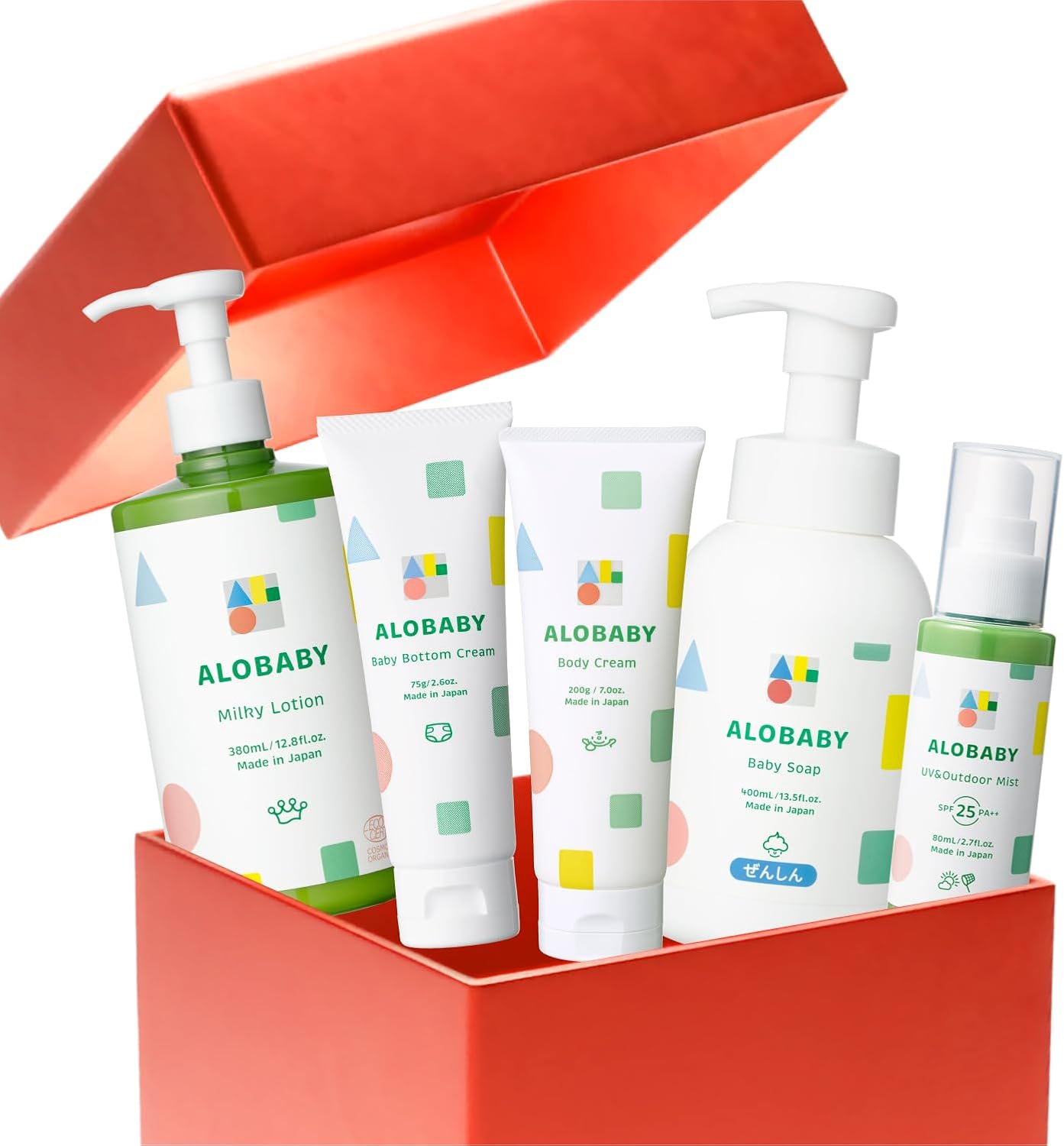 2026 Aloe Baby Lucky Bag, 5 Piece + 1 Piece Set (Gentle Aroma Scent), Milk Lotion, BIG, Baby Soap, Body Cream, Bottom Cream, UV & Outdoor Mist, Dust Mite Capturing Sheet)