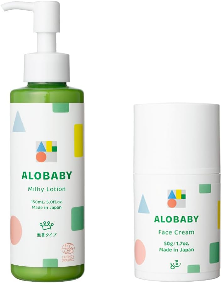 Aloe Baby Milk Lotion, 5.1 fl oz (150 ml), Unscented + Face Cream, 100% Natural, Organic, Additive-Free, Newborn, Moisturizing