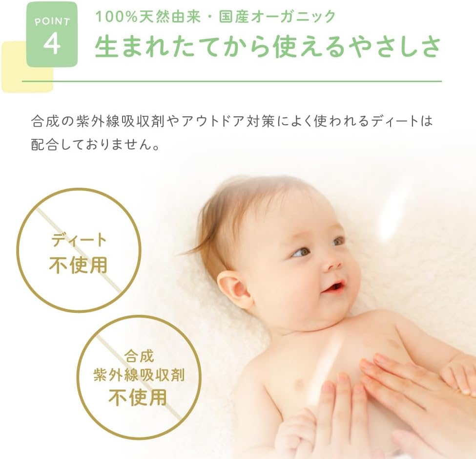 Allo Baby Sunscreen, All-in-One UV Milk, No Deet, No UV Absorbent, No Additives, Organic, Non-Chemical (1 Bottle)