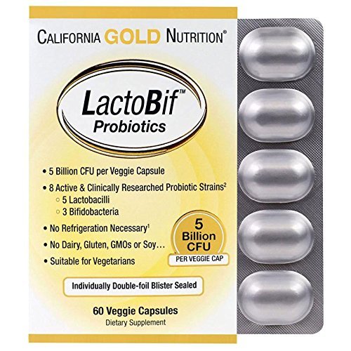 California Gold Nutrition 食物繊維＆乳酸菌系 サプリメント 50億 CFU, 60ベジカプセル [並行輸入品]