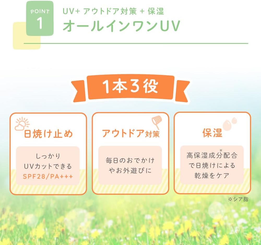 Allo Baby Sunscreen, All-in-One UV Milk, No Deet, No UV Absorbent, No Additives, Organic, Non-Chemical (1 Bottle)