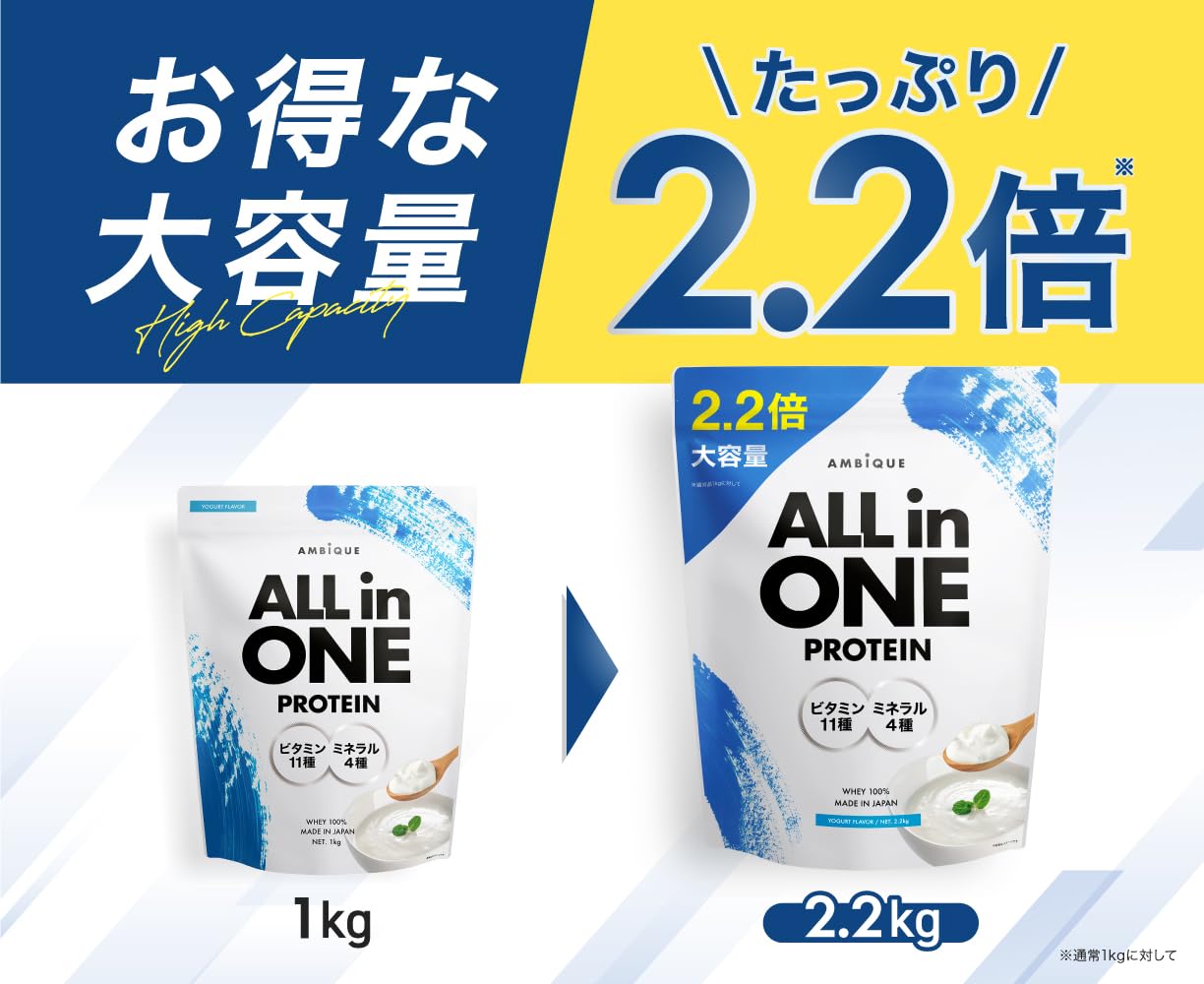 AMBiQUE All-in-One Whey Protein | Melon Flavor | 11 Vitamins + 4 Minerals | 1kg | Made in Japan 🇯🇵