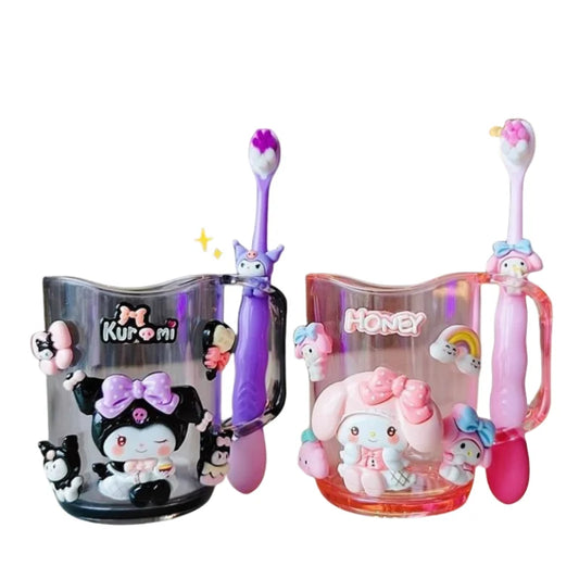 Anime 270Ml Sanrio Kuromi Melody Wash Cup Toothbrush Mouthwash Cup Set Thickened Multipurpose Drink Water Milk Mug Cup Home Gift
