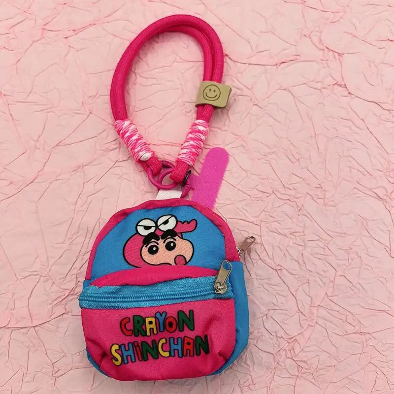 2025 Miniso New Crayon Shin chan Bag Mobile Phone Rope Multi functional Change Bluetooth Storage Bag Anti throw Wrist Strap
