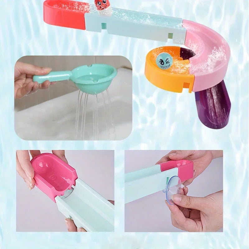 12/16/24pcs Bathroom Track Toys/Building Block Assembly Toys/Shower Carousel Toys/Water Play Toys Halloween Christmas Gift