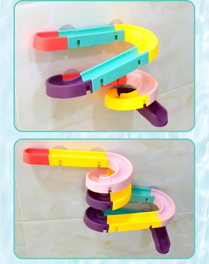 12/16/24pcs Bathroom Track Toys/Building Block Assembly Toys/Shower Carousel Toys/Water Play Toys Halloween Christmas Gift