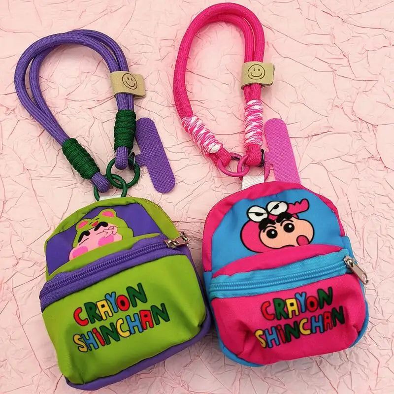 2025 Miniso New Crayon Shin chan Bag Mobile Phone Rope Multi functional Change Bluetooth Storage Bag Anti throw Wrist Strap