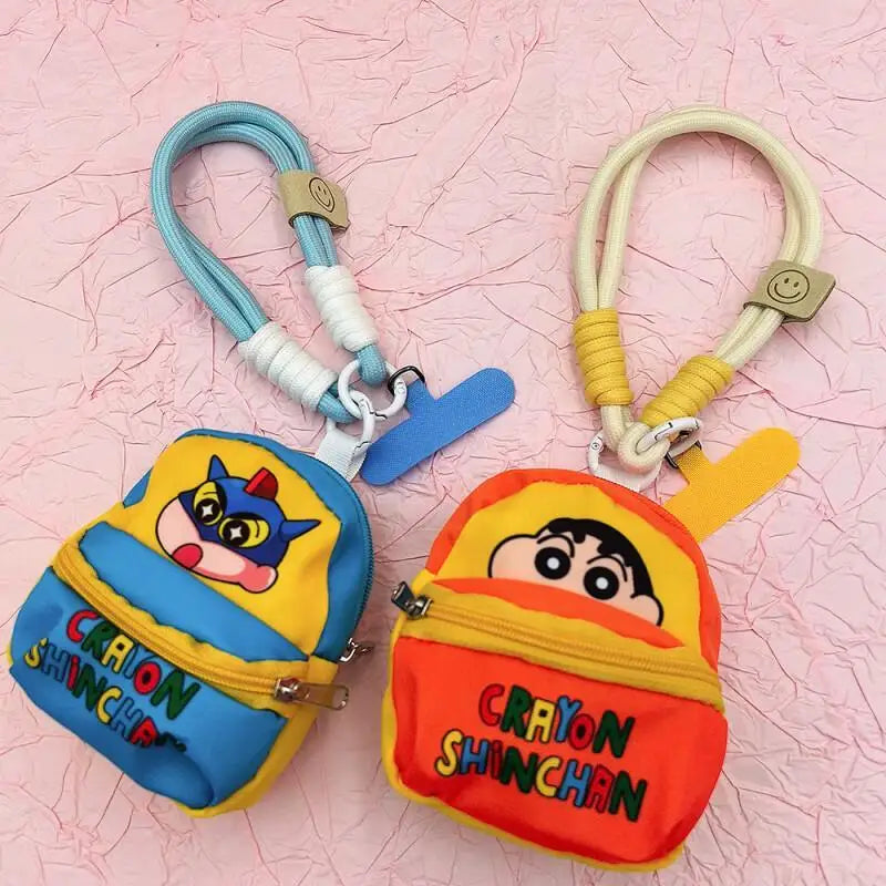 2025 Miniso New Crayon Shin chan Bag Mobile Phone Rope Multi functional Change Bluetooth Storage Bag Anti throw Wrist Strap