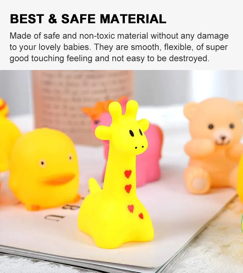 13pcs Baby Cute Animals Bath Toy Swimming Water Toys Soft Rubber Float Squeeze Sound Kids Wash Play Funny Toys Gifts