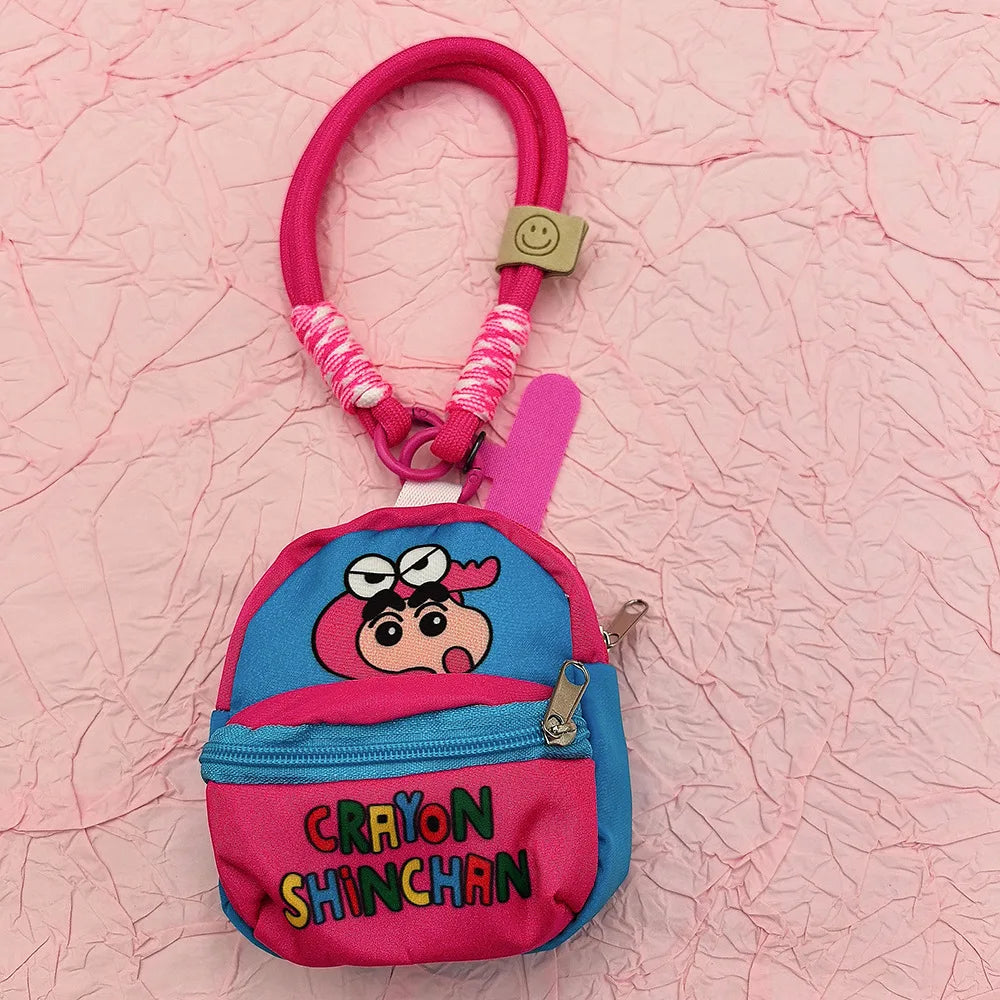 2025 Miniso New Crayon Shin chan Bag Mobile Phone Rope Multi functional Change Bluetooth Storage Bag Anti throw Wrist Strap