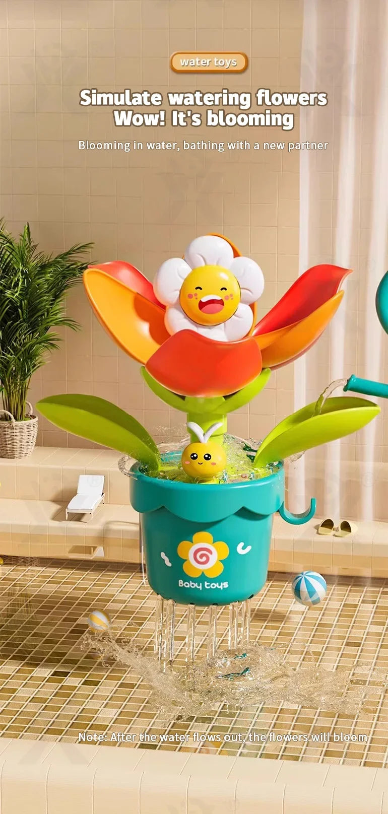 Baby Funny Water Game Bath Toy Sunflower Bathroom Shower Spray Water Bathroom Bathtub Toy Fun Water Spray Sprinkler
