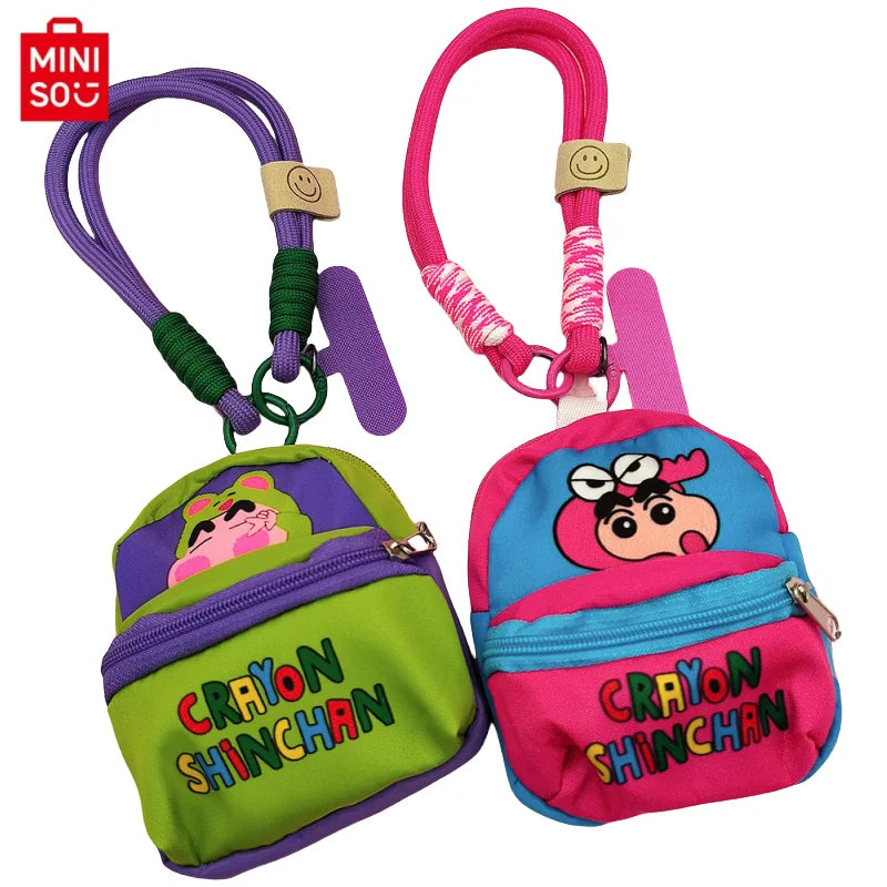 2025 Miniso New Crayon Shin chan Bag Mobile Phone Rope Multi functional Change Bluetooth Storage Bag Anti throw Wrist Strap