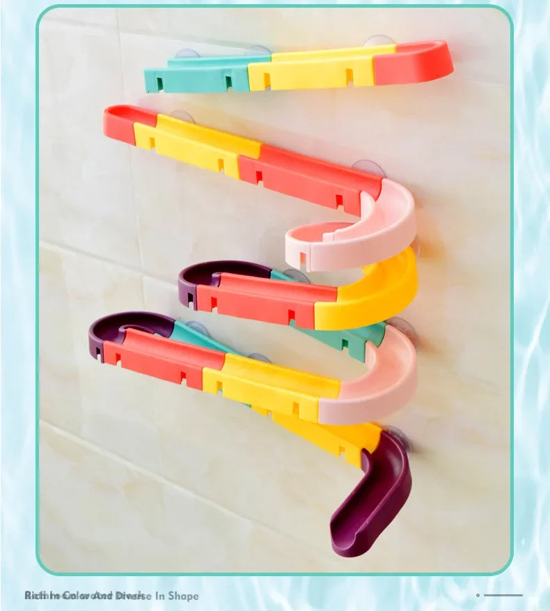 12/16/24pcs Bathroom Track Toys/Building Block Assembly Toys/Shower Carousel Toys/Water Play Toys Halloween Christmas Gift