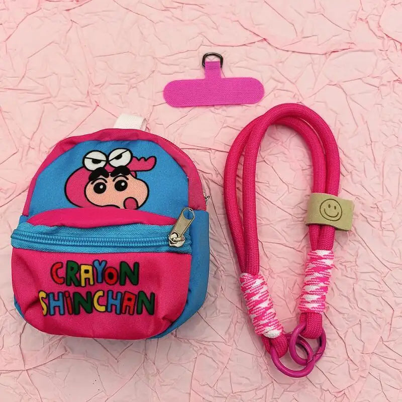 2025 Miniso New Crayon Shin chan Bag Mobile Phone Rope Multi functional Change Bluetooth Storage Bag Anti throw Wrist Strap