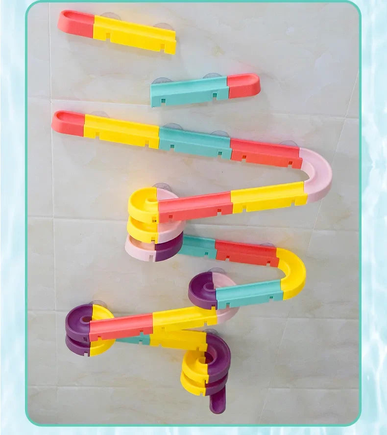 12/16/24pcs Bathroom Track Toys/Building Block Assembly Toys/Shower Carousel Toys/Water Play Toys Halloween Christmas Gift