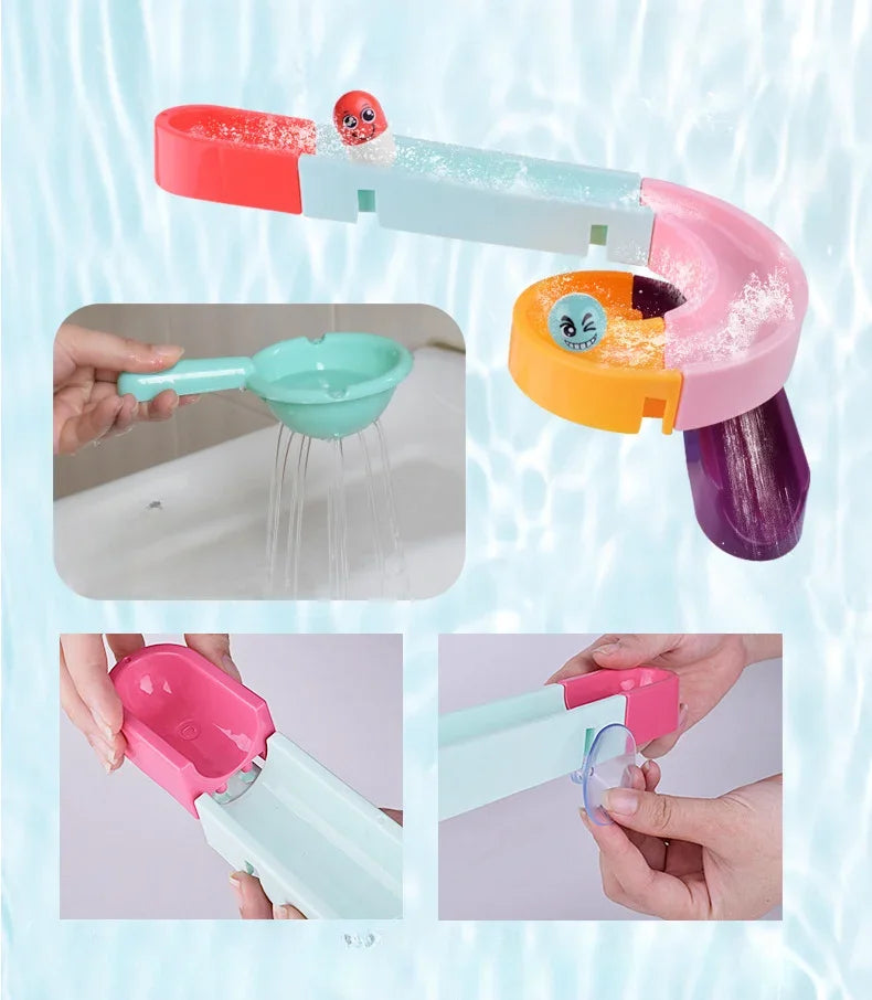 12/16/24pcs Bathroom Track Toys/Building Block Assembly Toys/Shower Carousel Toys/Water Play Toys Halloween Christmas Gift